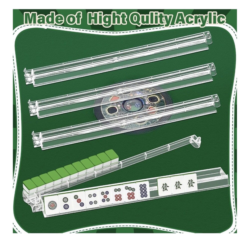 Mahjong Racks with Pushers Set of 4 Clear Acrylic Tile Racks Open Box